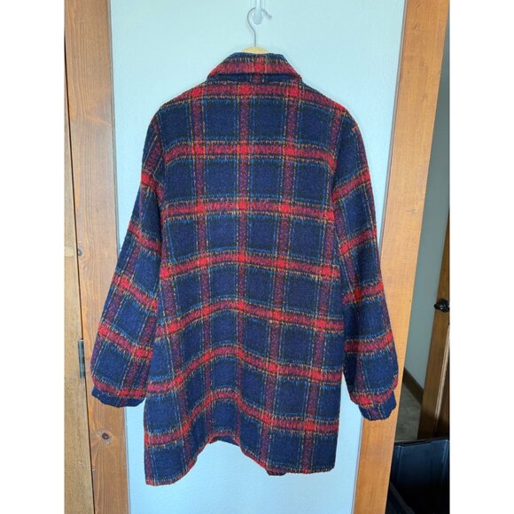 Velvet by Graham Spencer Colette Jacket Wool Button Front Coat Navy Plaid Size L - Picture 2 of 9